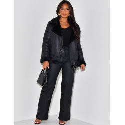 Oversized aviator jacket with fleece lining   Oversized aviator jacket with fleece lining