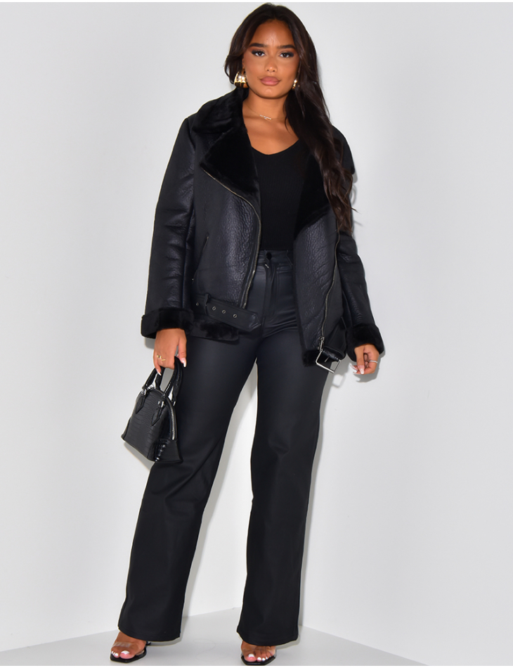 Oversized aviator jacket with fleece lining   Oversized aviator jacket with fleece lining