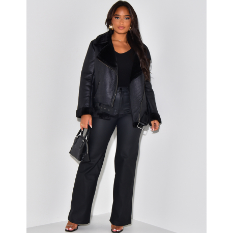 Oversized aviator jacket with fleece lining   Oversized aviator jacket with fleece lining