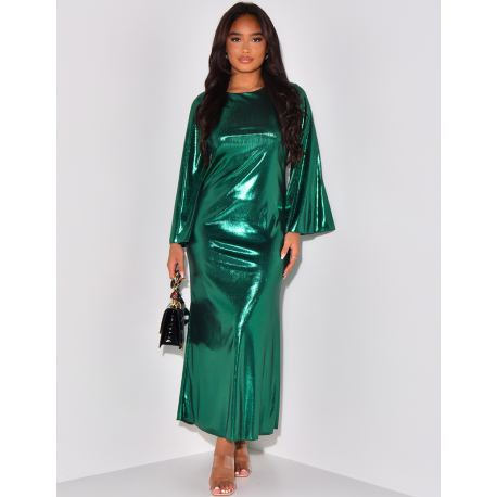 Robe longue brillante à manches évasées Robe longue brillante à manches évasées