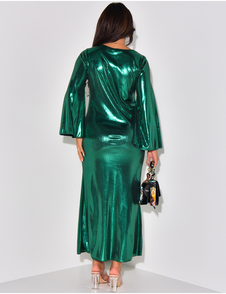 Robe longue brillante à manches évasées Robe longue brillante à manches évasées