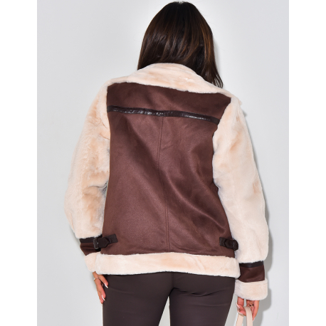Oversized lined aviator jacket