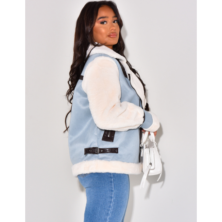 Veste aviateur oversize à fourrure Veste aviateur oversize à fourrure