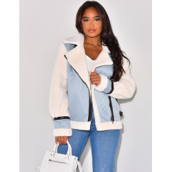 Veste aviateur oversize à fourrure Veste aviateur oversize à fourrure