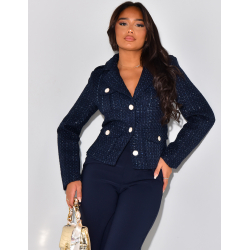 Tweed jacket with pearl buttons   Tweed jacket with pearl buttons