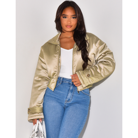 Short satin jacket on sale