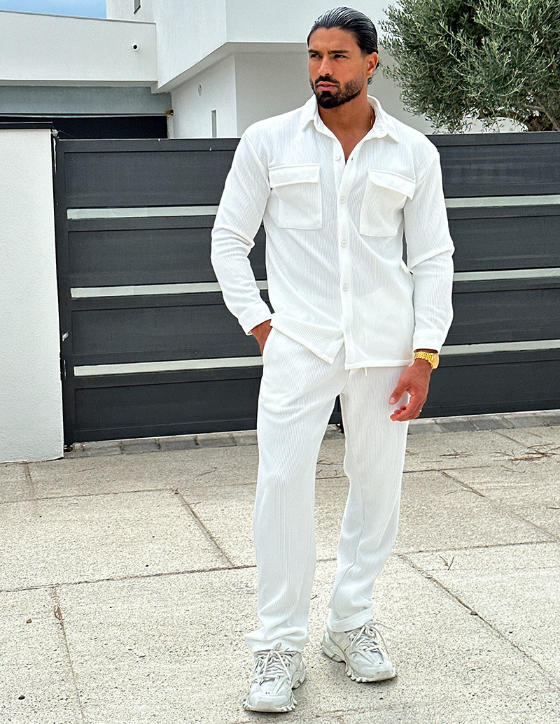 Ensemble pantalon et chemise à poches côtelé