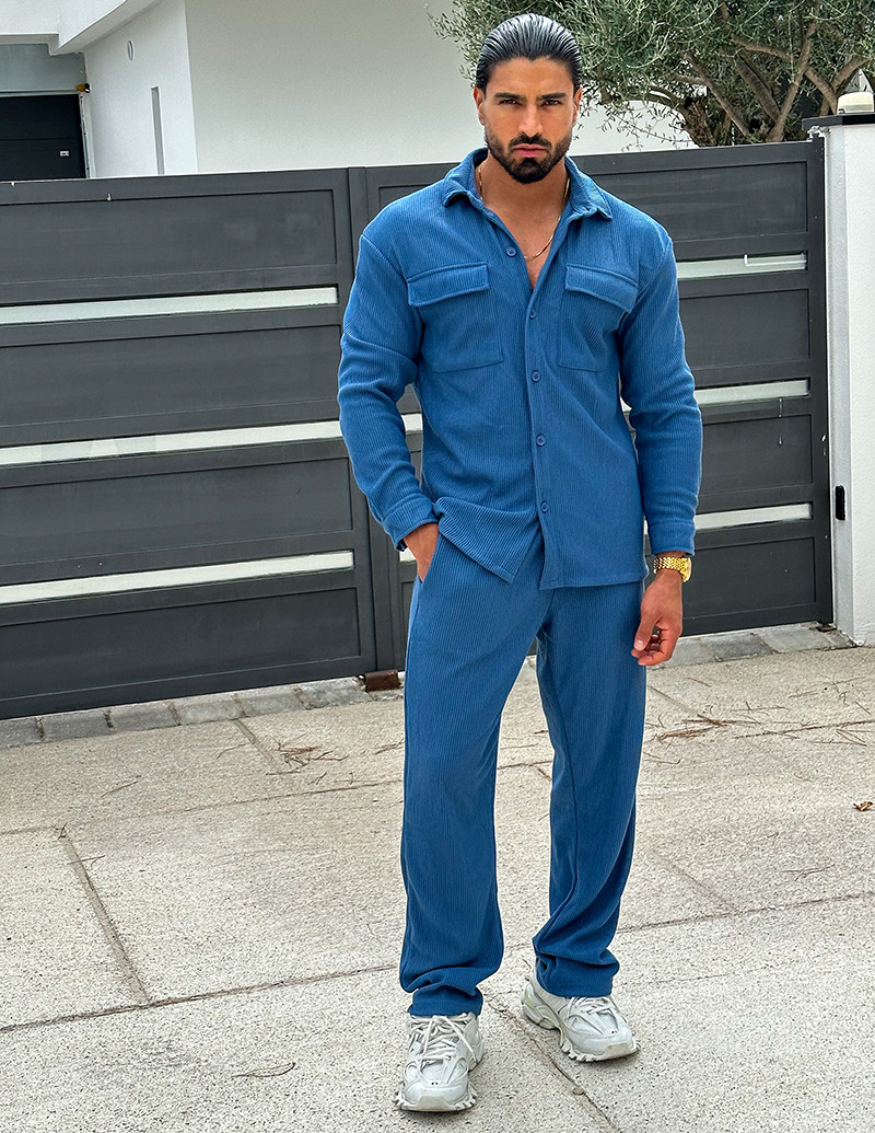 Ensemble pantalon et chemise à poches côtelé