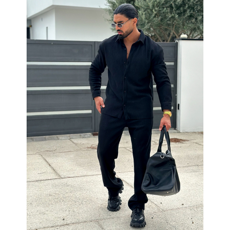 Ensemble pantalon et chemise plissé