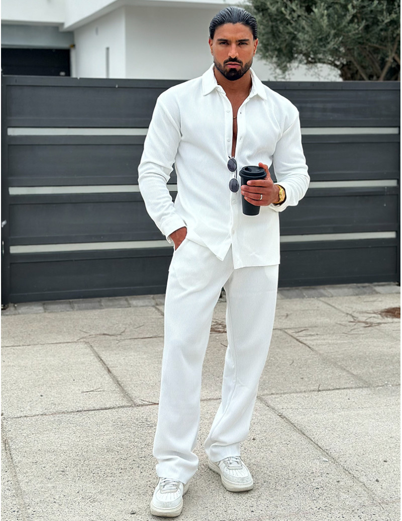 Ensemble pantalon et chemise plissé