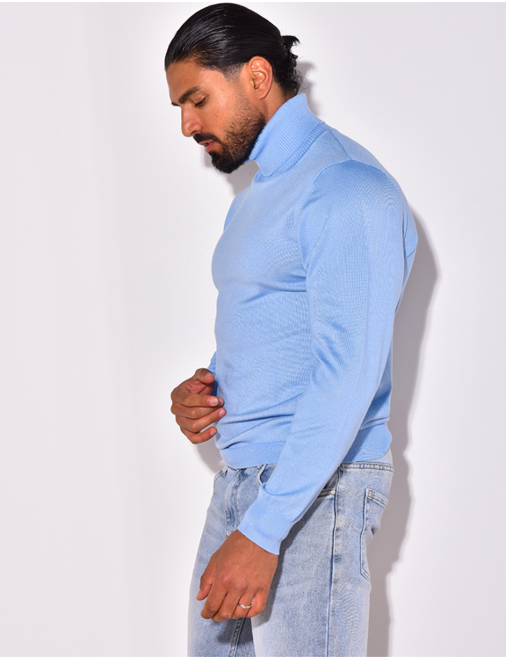 Pull fin col roulé