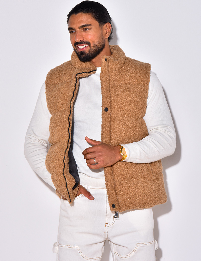 Doudoune sans manches effet peau de mouton