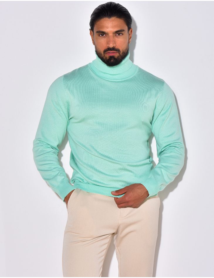 Pull fin col roulé