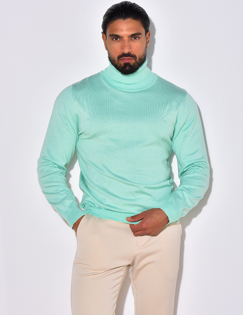 Pull fin col roulé