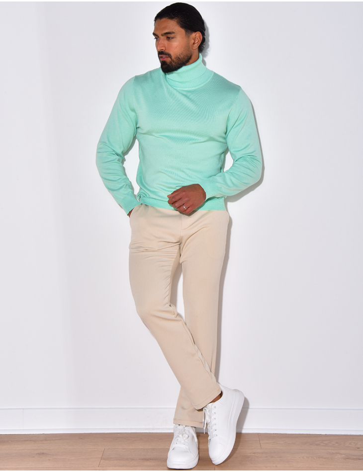 Pull fin col roulé