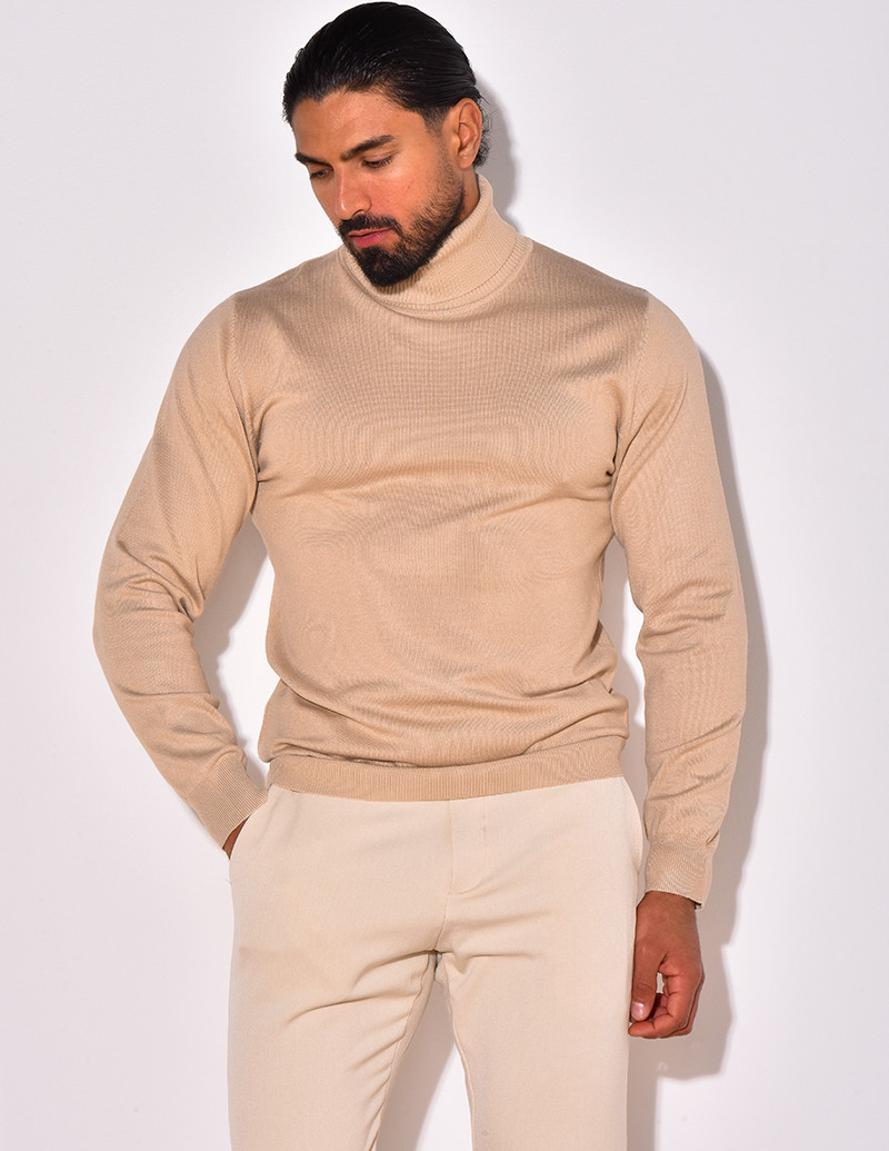 Pull fin col roulé