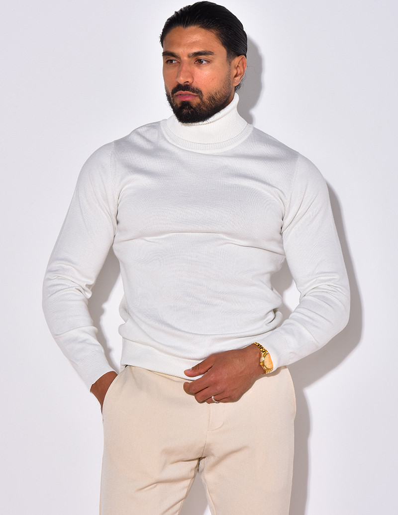 Pull fin col roulé