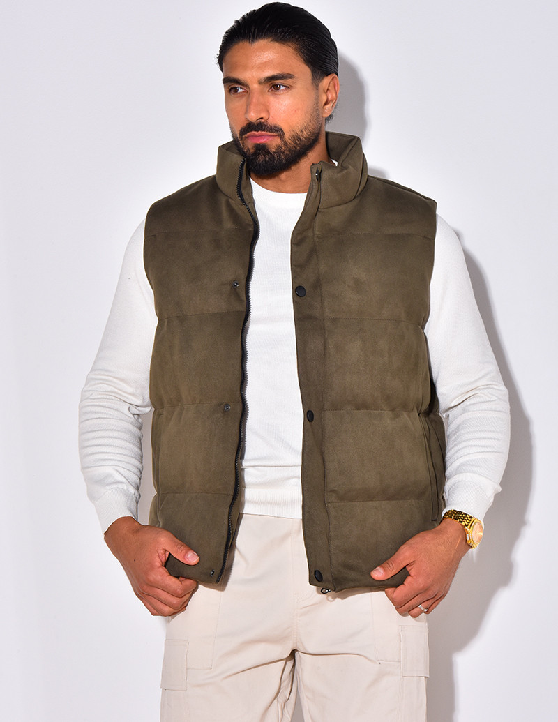 Doudoune sans manches en suédine