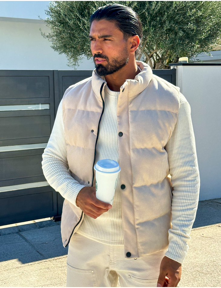 Doudoune sans manches en suédine Doudoune sans manches en suédine