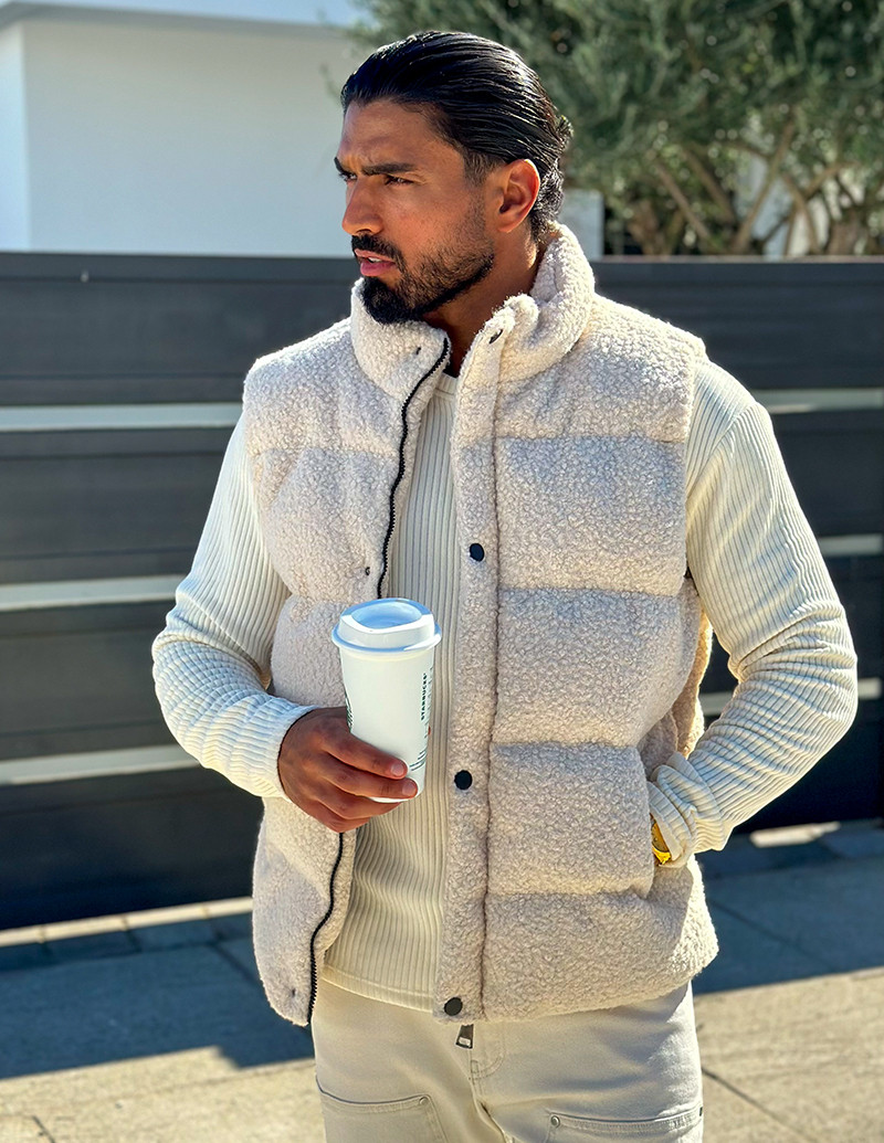 Doudoune sans manches effet peau de mouton