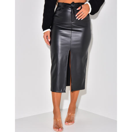 Jupe longue fendue en similicuir Jupe longue fendue en similicuir