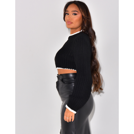 Crop top manches longues en laine