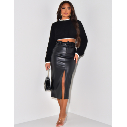 Crop top manches longues en laine