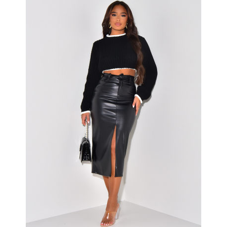 Crop top manches longues en laine