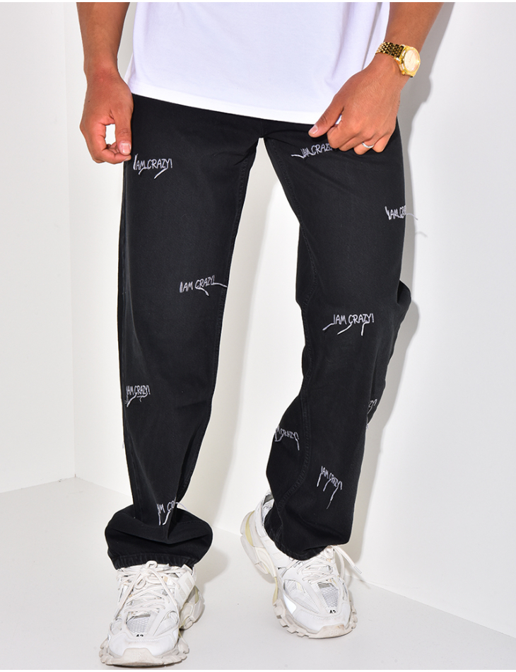 Jeans coupe large "I am crazy" Jeans coupe large "I am crazy"