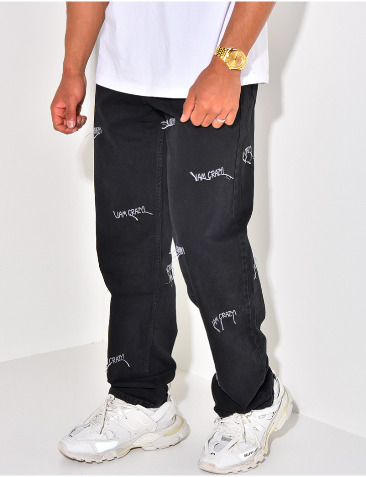 Jeans coupe large "I am crazy" Jeans coupe large "I am crazy"