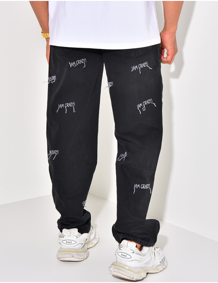 Jeans coupe large "I am crazy" Jeans coupe large "I am crazy"