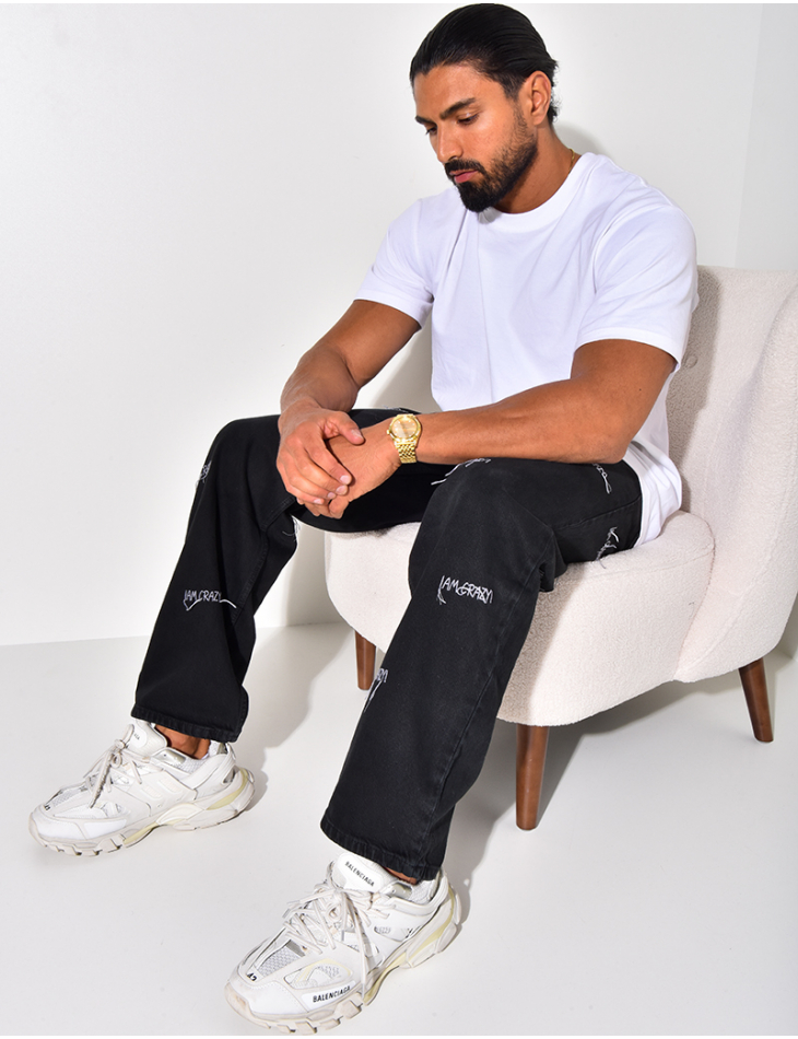 Jeans coupe large "I am crazy" Jeans coupe large "I am crazy"