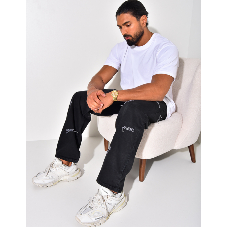 Jeans coupe large "I am crazy" Jeans coupe large "I am crazy"