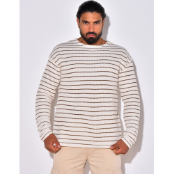 T-shirt manches longues texturé à rayures T-shirt manches longues texturé à rayures
