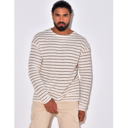T-shirt manches longues texturé à rayures T-shirt manches longues texturé à rayures