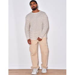 T-shirt manches longues texturé à rayures T-shirt manches longues texturé à rayures