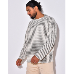 T-shirt manches longues texturé à rayures