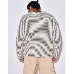 T-shirt manches longues texturé à rayures