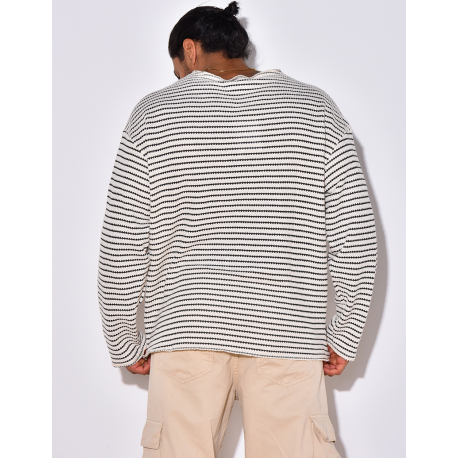 T-shirt manches longues texturé à rayures