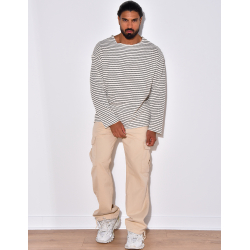 T-shirt manches longues texturé à rayures