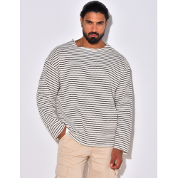 T-shirt manches longues texturé à rayures