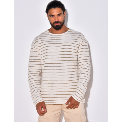 T-shirt manches longues texturé à rayures T-shirt manches longues texturé à rayures