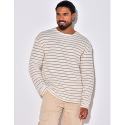 T-shirt manches longues texturé à rayures T-shirt manches longues texturé à rayures