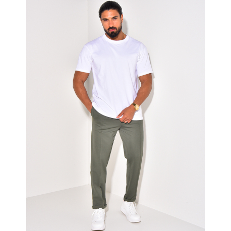 Pantalon texturé à ceinture élastique