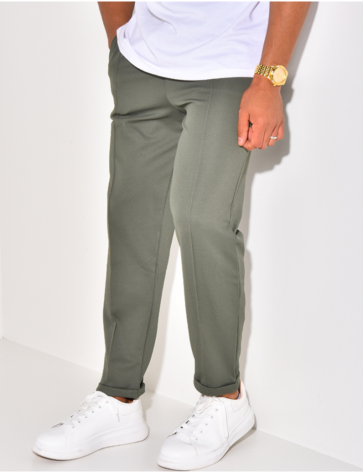 Pantalon texturé à ceinture élastique