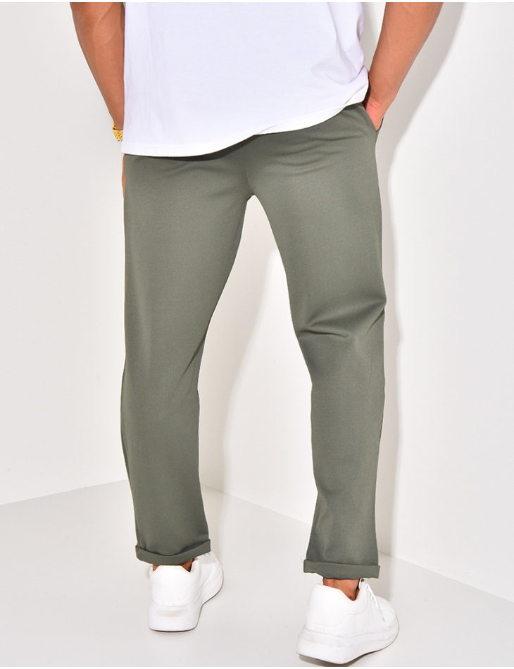 Pantalon texturé à ceinture élastique