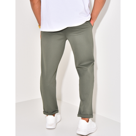 Pantalon texturé à ceinture élastique