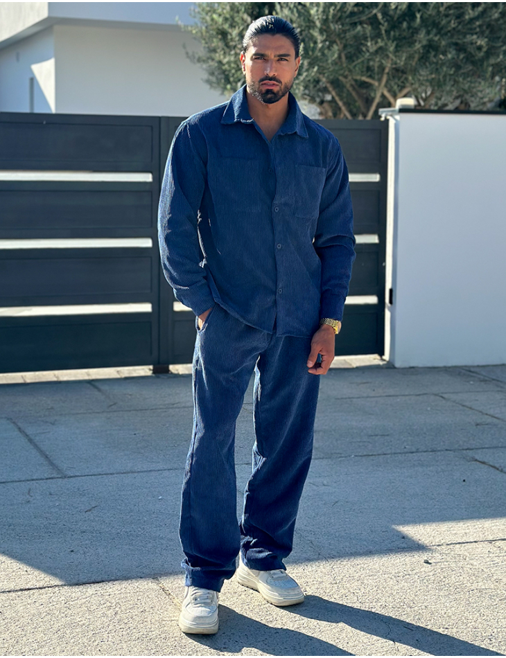 Ribbed shirt and trouser set
