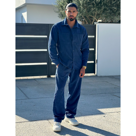 Ribbed shirt and trouser set