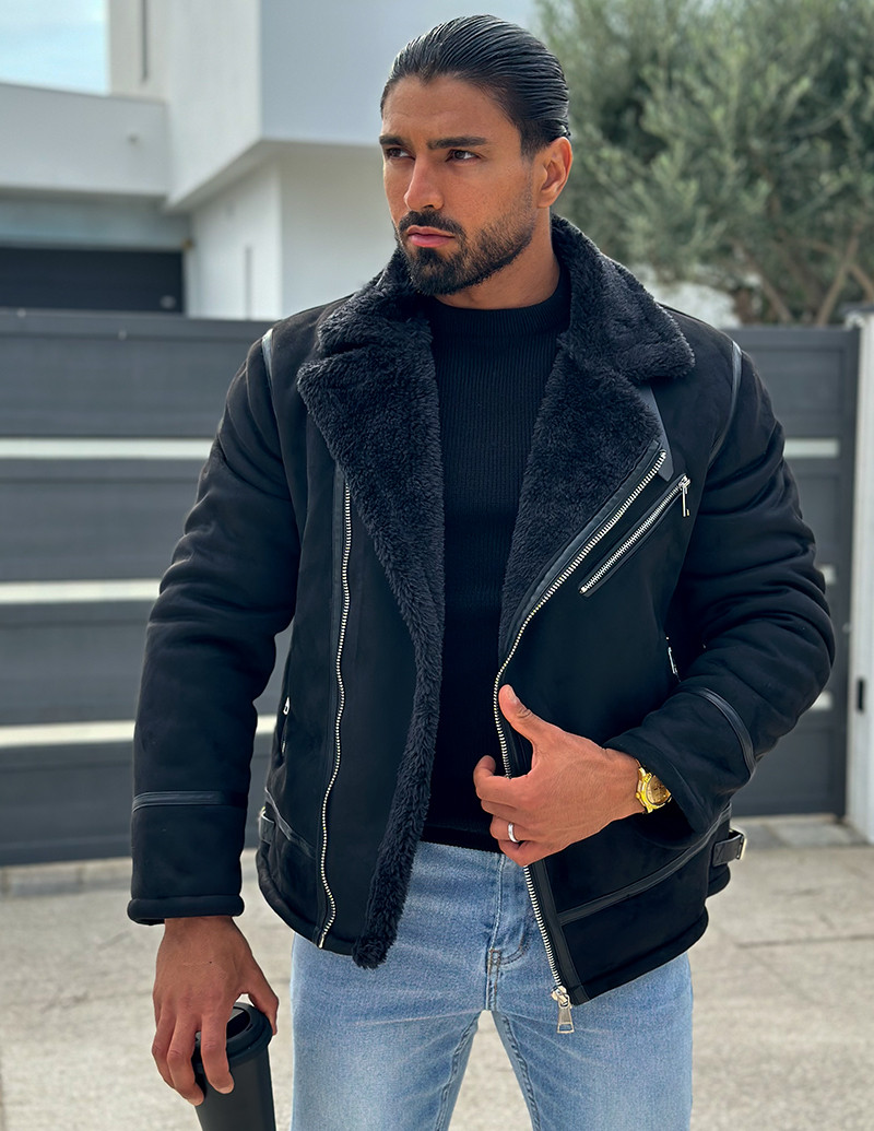 Veste en suédine fourrée